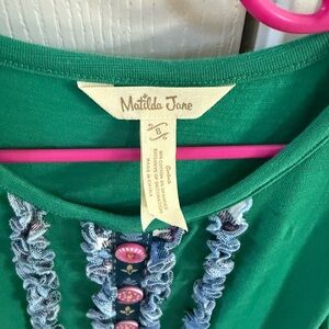 Matilda Jane Emerald Blouse with Lace Accents